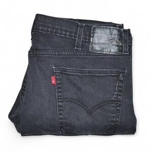 Levis 502 Men's Actual Size 38x30 Jeans Stretch Denim Regular Tapered Leg Black
